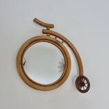 “Bicycle” mirror in rattan, bamboo 1960 1970