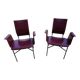 Ross Littell for Matteo Grassi Bordeaux leather and steel armchairs, set of 2.