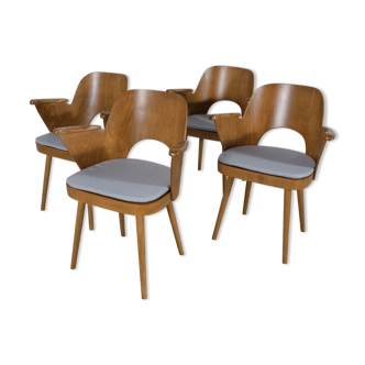 4 fauteuils de salle à manger du milieu du siècle par Oswald Haerdtl de TON, années 1950