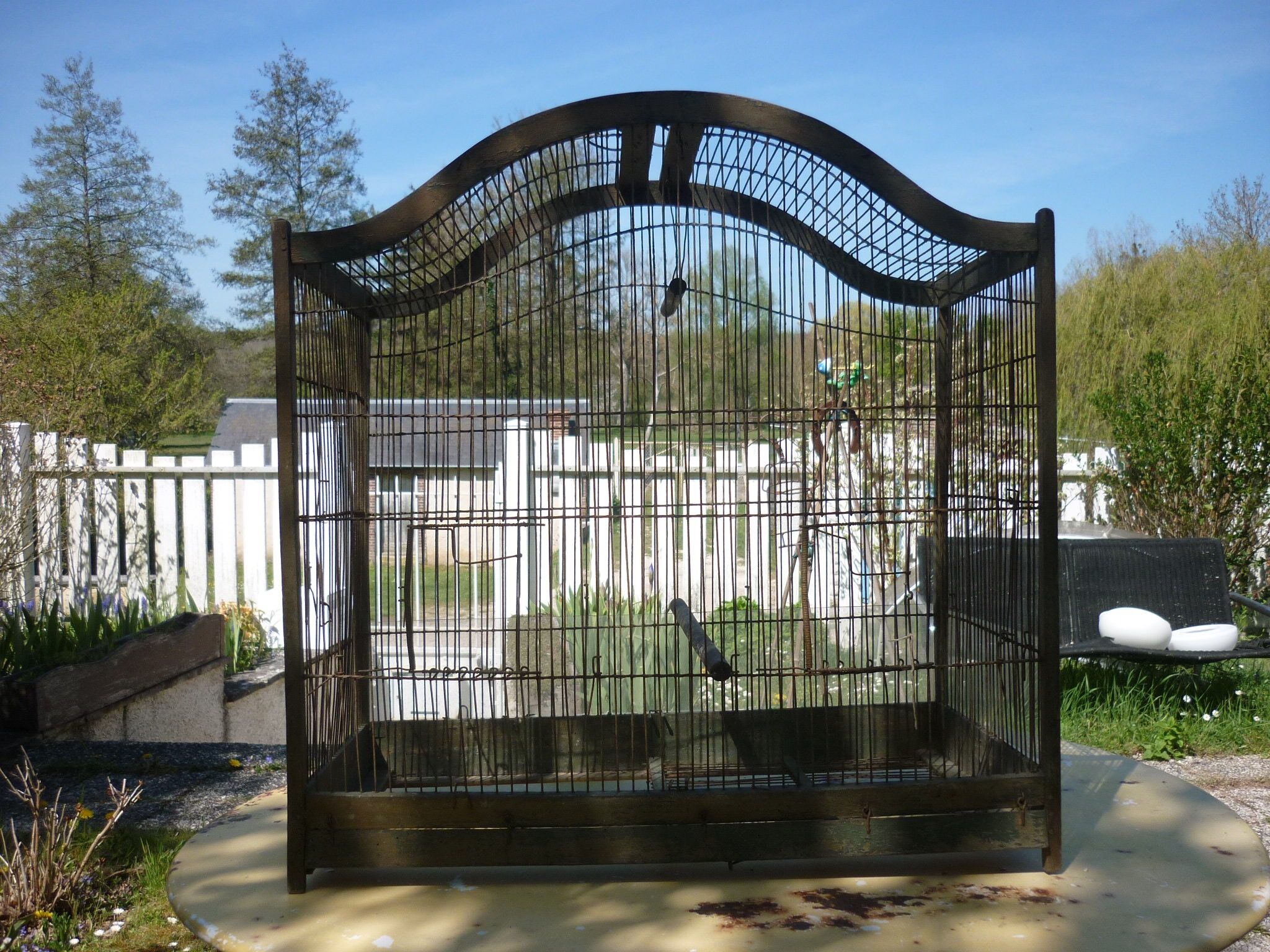 Old bird cage wooden and iron pagoda