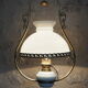 Old suspension in opaline, earthenware and brass - kerosene lamp