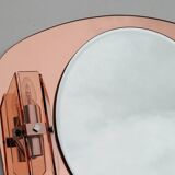 Designer mirror with its Italian pink glass sconces Veca vintage 1970.