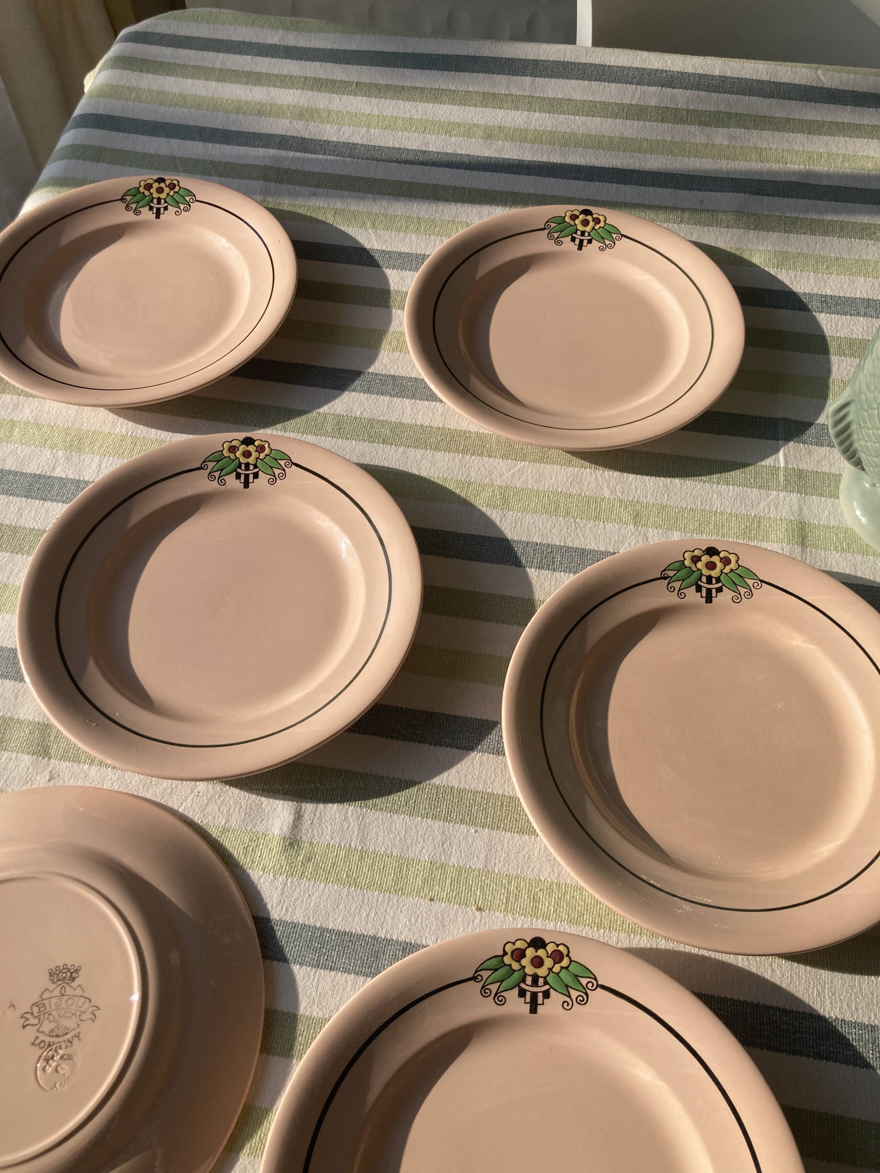 Set of 5 dessert plates - Longwy Bijoux - Art Deco