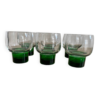 Set of 6 Luminarc glasses with green stem