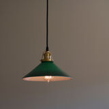 Hanging lamp in green opaline glass