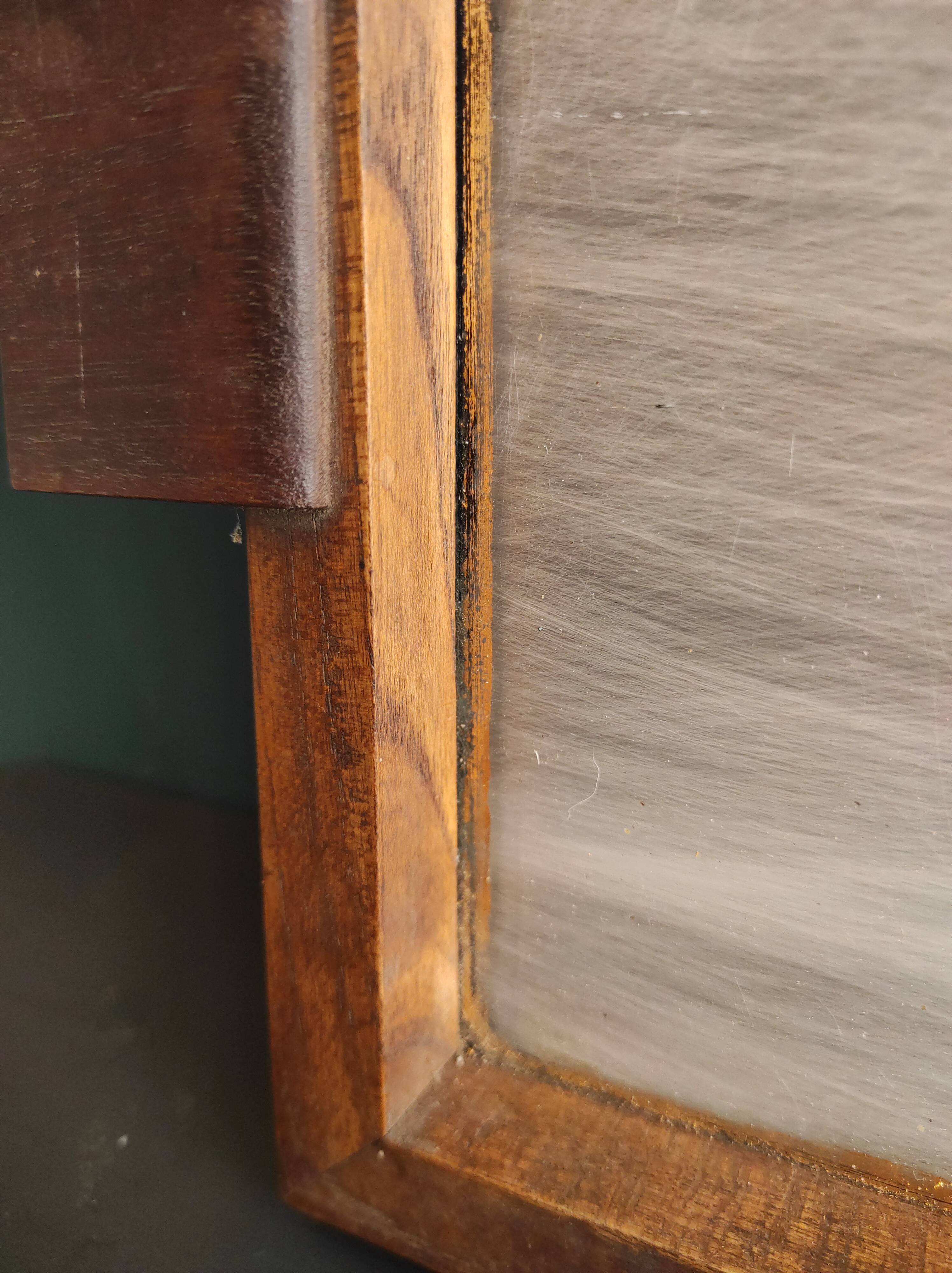 French vintage tray from the 50s, oak and glass