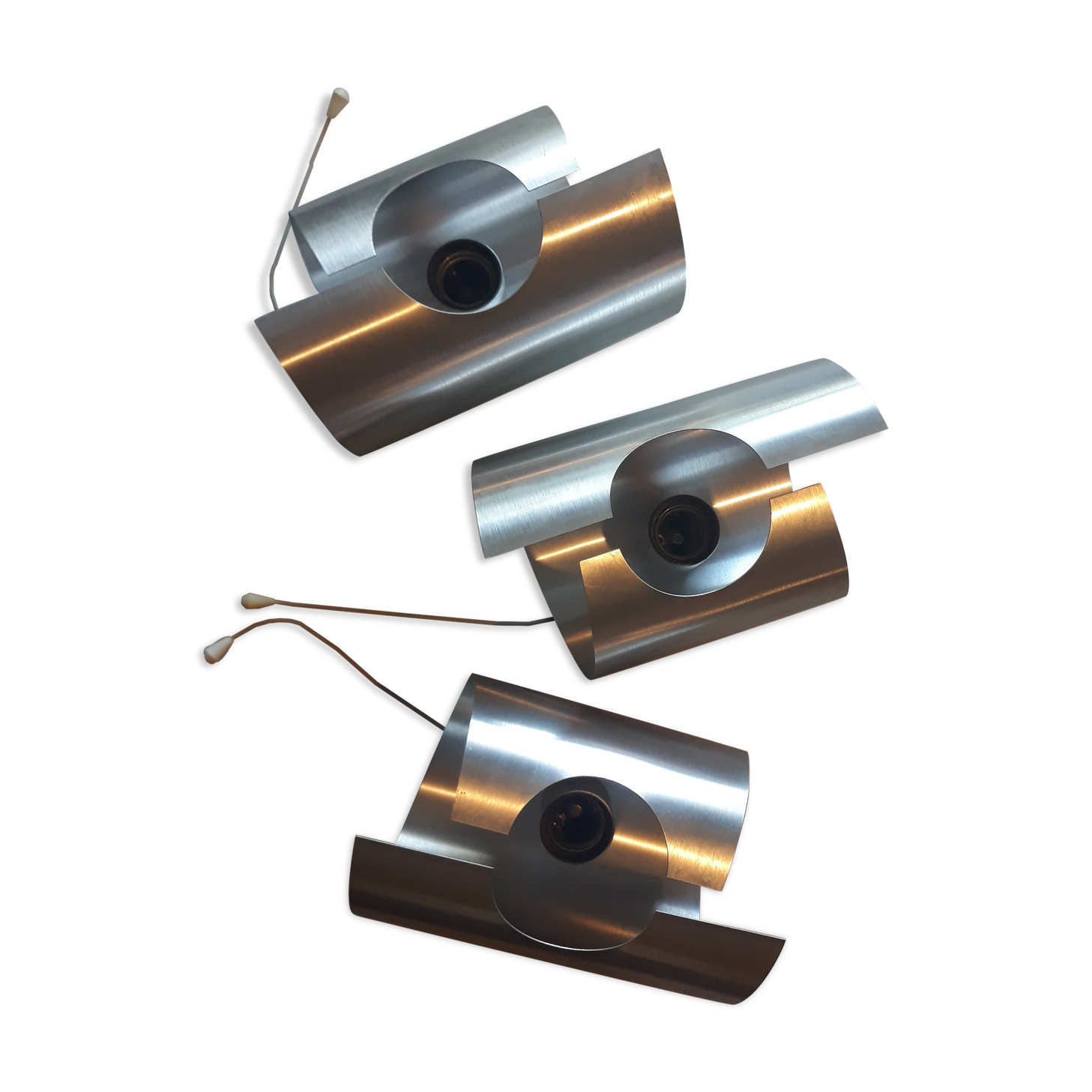 Brushed aluminum wall lamps in the 70