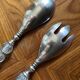 Vintage salad set – silver-plated metal and blown glass handles