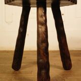 Brutalist tripod stool cut with gouge