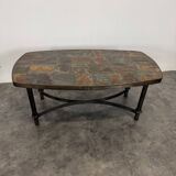 Wrought iron coffee table with slate top