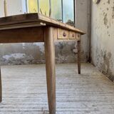 1950s pine and oak farmhouse table with multiple drawers