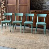 Set of 4 green bistro chairs