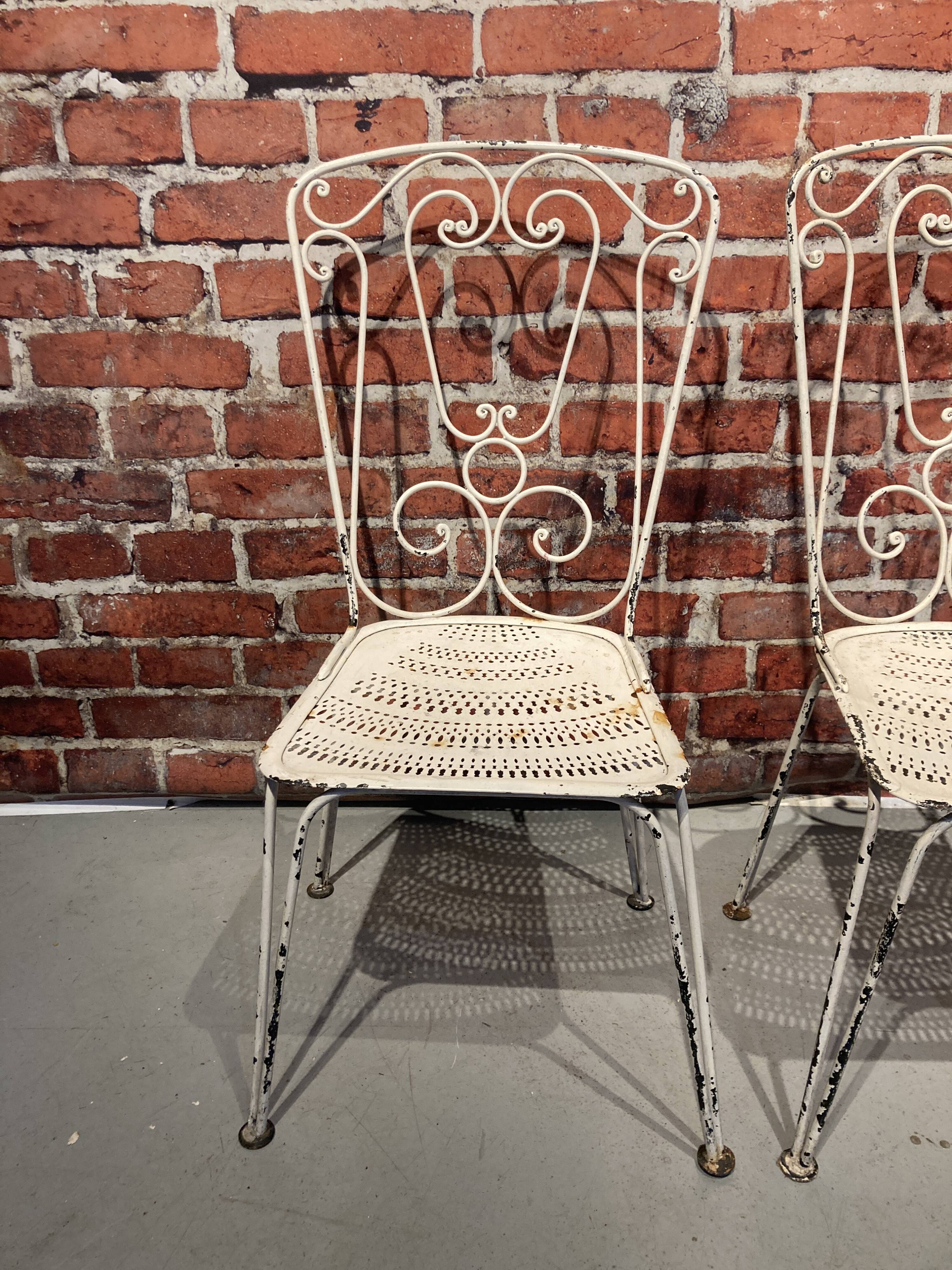 Wrought iron garden set painted white