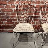 Wrought iron garden set painted white