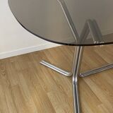 70s oval dining table in glass and chrome