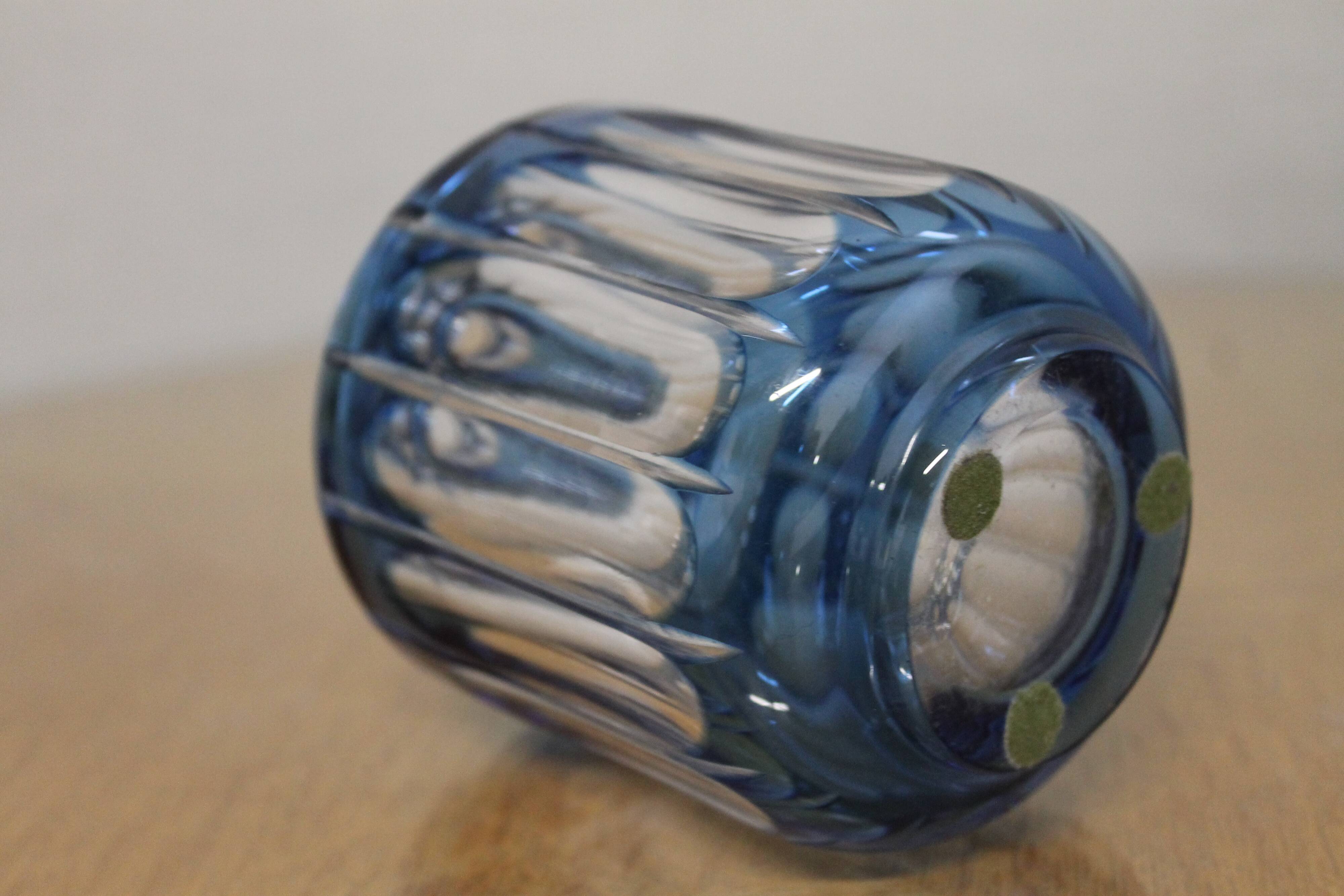 Val Saint-Lambert crystal blue flask