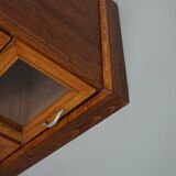 Vintage Dutch Beech & Pine Haberdashery Shop Cabinet / Vitrine, 1950s