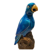 Turquoise glazed faience parrot statuette 23 cm