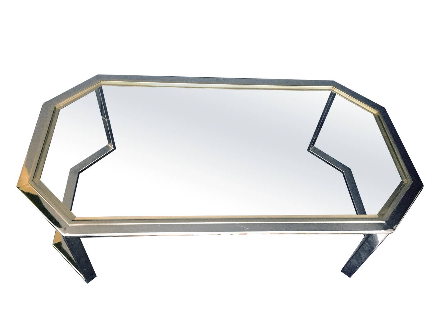 Vintage metal chrome and gold coffee table