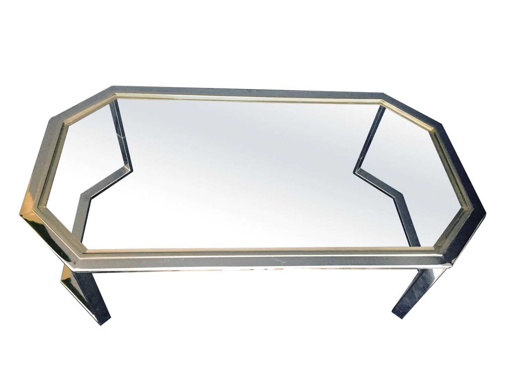 Vintage metal chrome and gold coffee table
