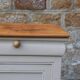 Renovated antique bedside table – Greige Galuchat, wooden top – houseboat style