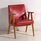 2 red armchairs, circa 1960