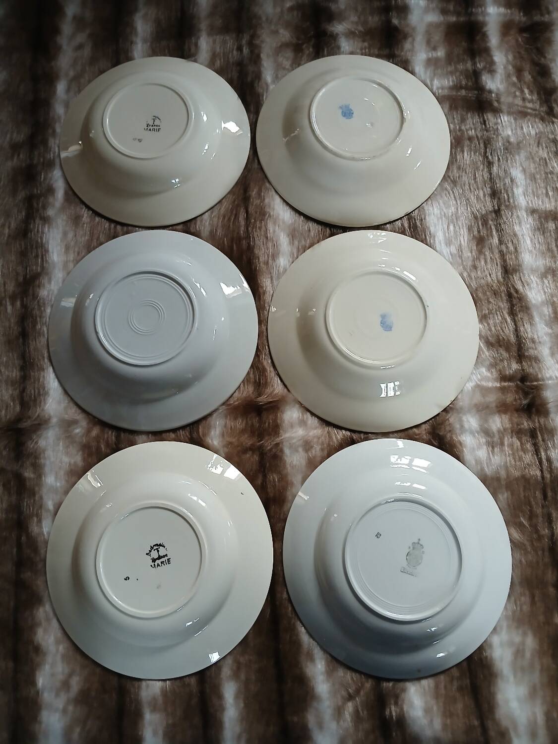 6 mismatched antique deep plates