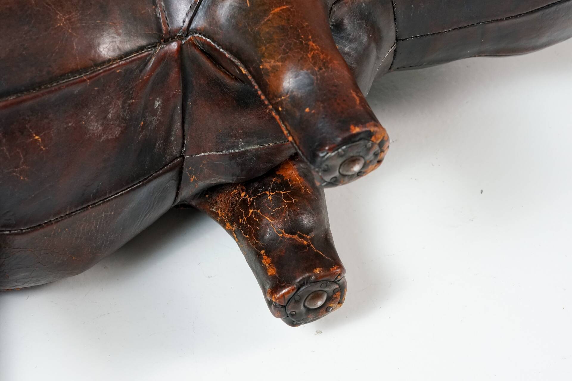 Rhinoceros Leather Footstool by Dimitri Omersa