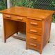 American desk in solid oak wood with 5 drawers