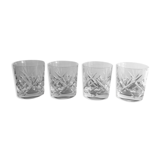 Set of 4 glasses of crystal whisky signed