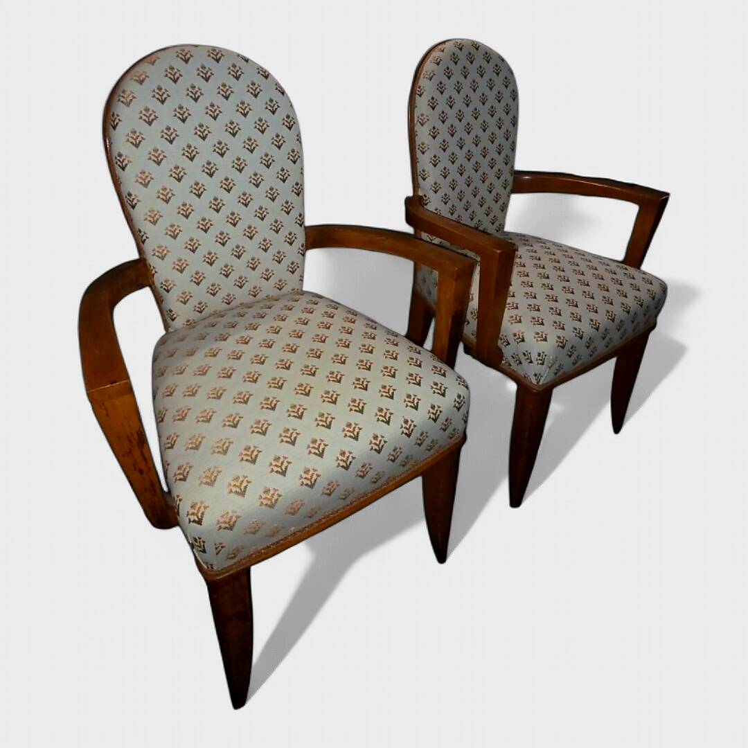 Paire de fauteuils "Bridge" Art Déco – Circa 1940