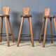 Vintage brutalist bar stools, 1960s - set of 3
