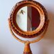 Woven wicker standing mirror