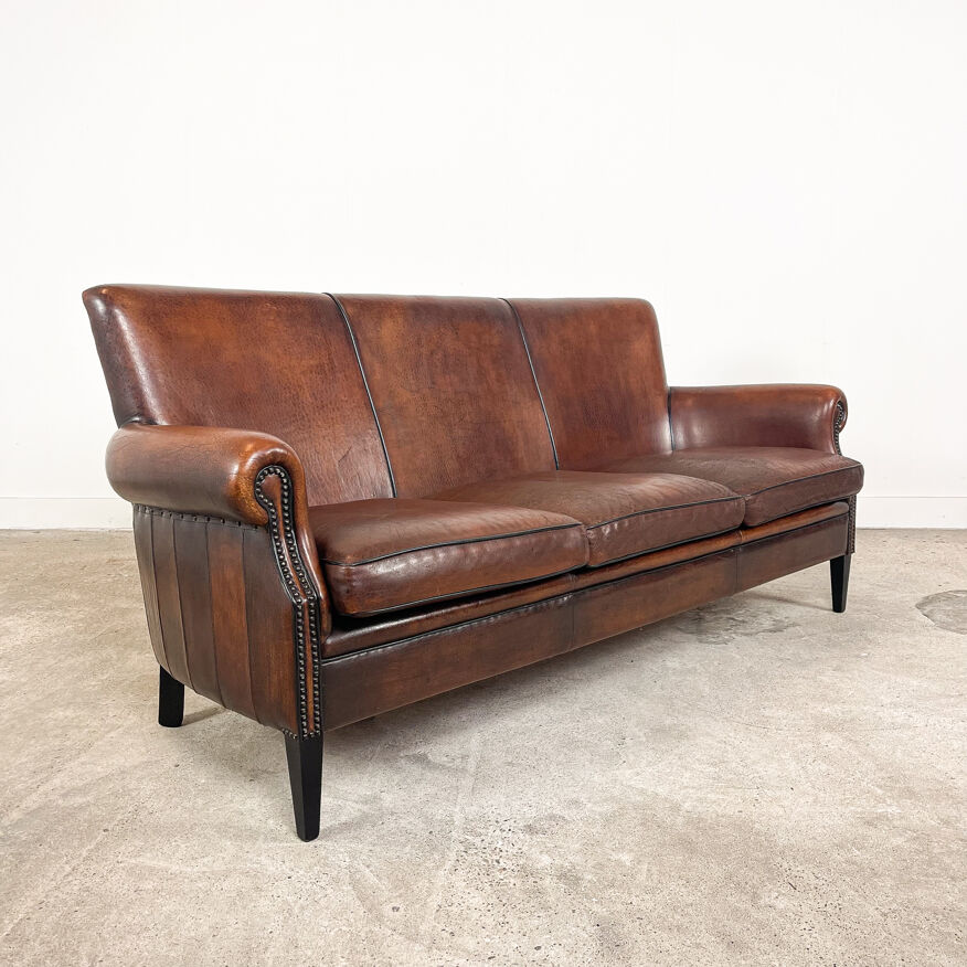 Vintage sheep leather 3 seater sofa by Lounge Atelier Almere | Selency