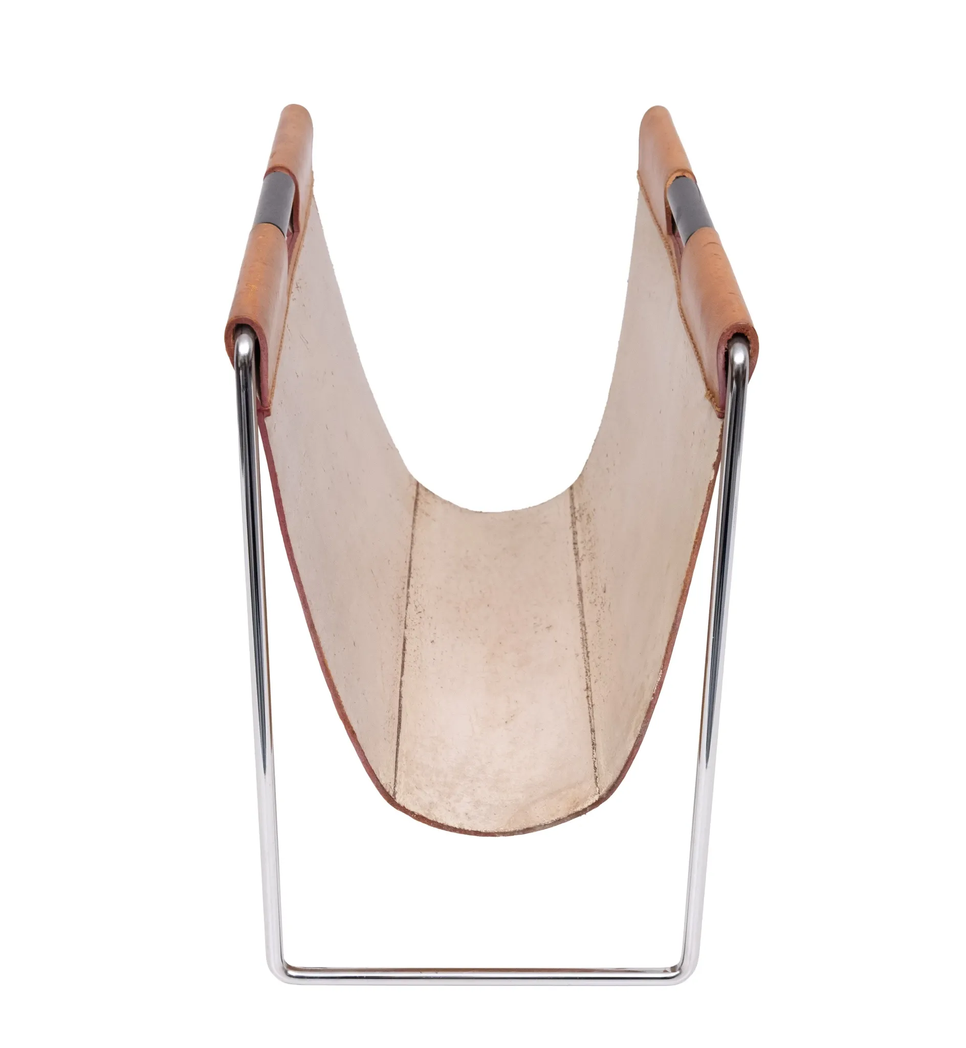Brabantia Cognac color Leather Magazine holder 1960 Holland Status: Publish