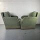 Pair of green velvet club armchairs