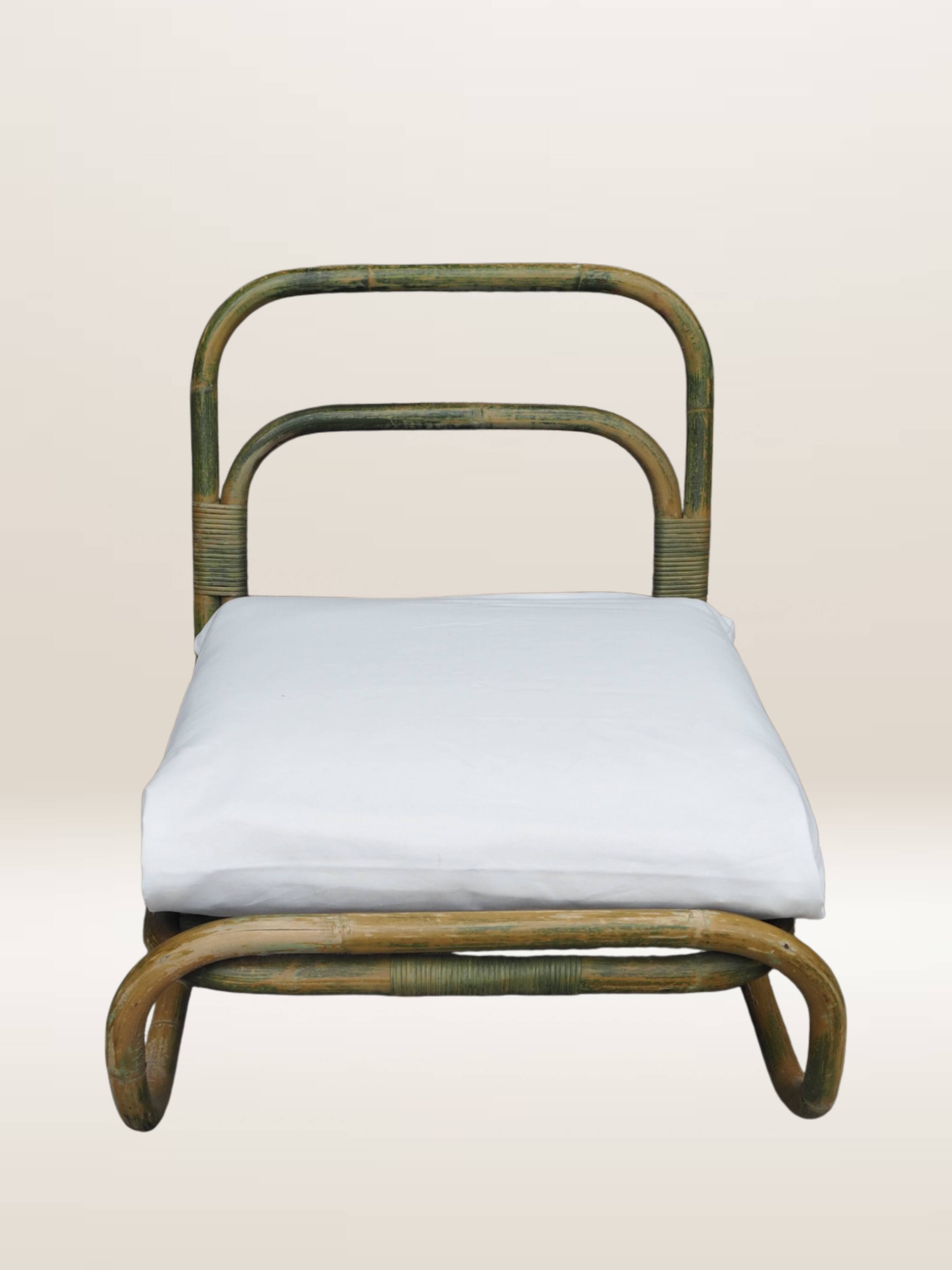 Pair of curved bamboo armchairs