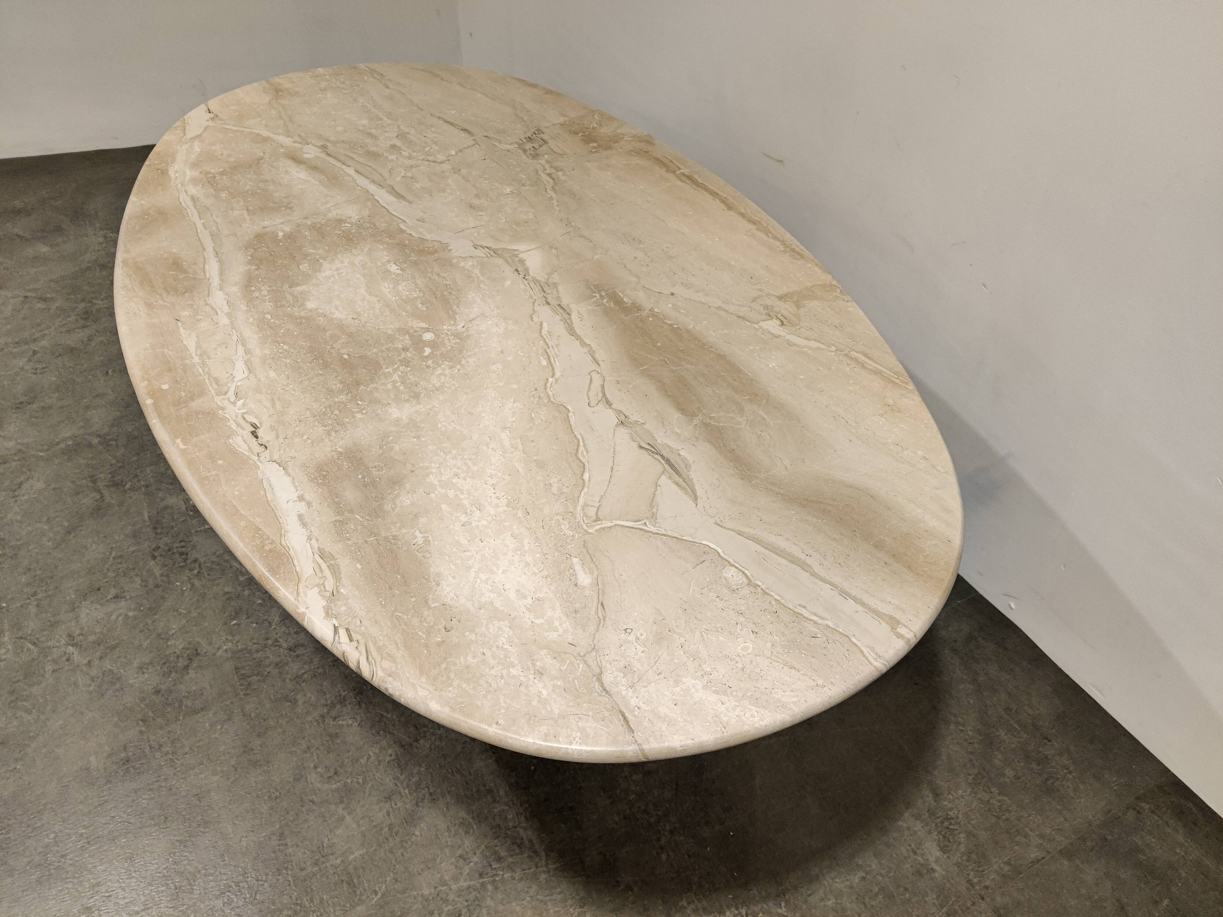 Vintage oval travertine dining table, 1970s