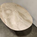 Vintage oval travertine dining table, 1970s