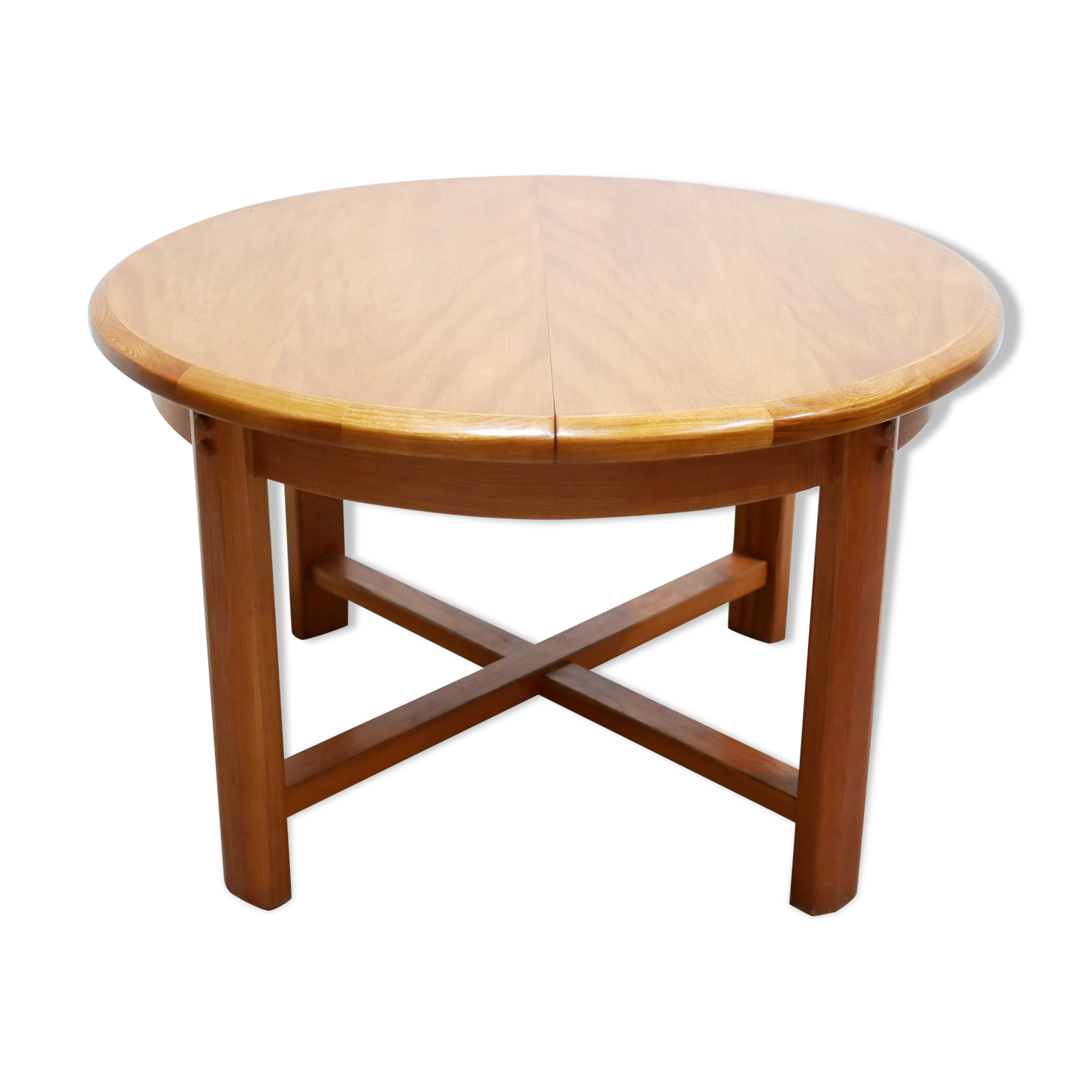 Vintage extendable round wooden dining table