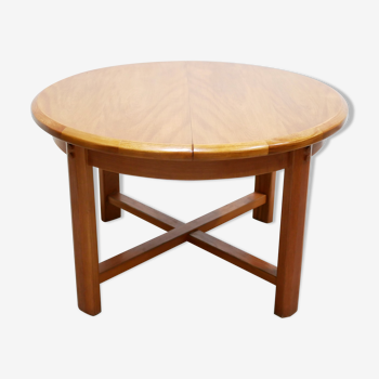 Vintage extendable round wooden dining table