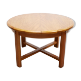Vintage extendable round wooden dining table