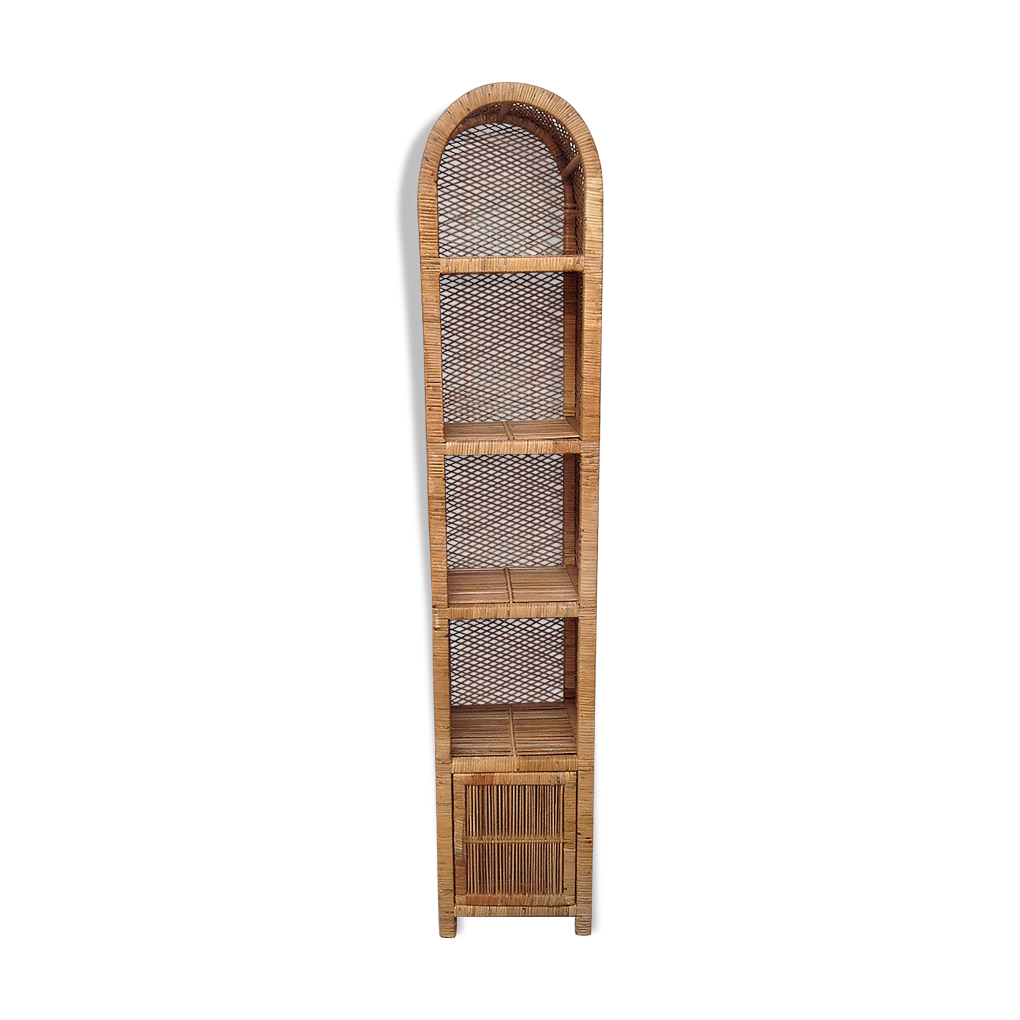 Vintage rattan shelf bookcase