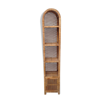 Vintage rattan shelf bookcase
