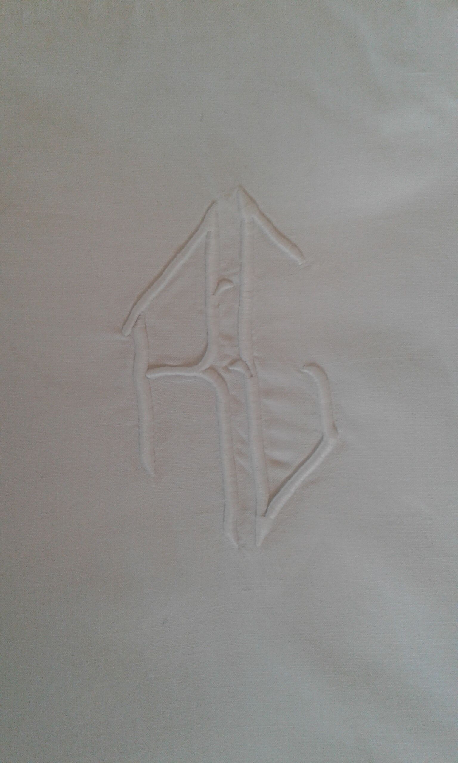 Old lin drapery embroidered monogram rg art deco style