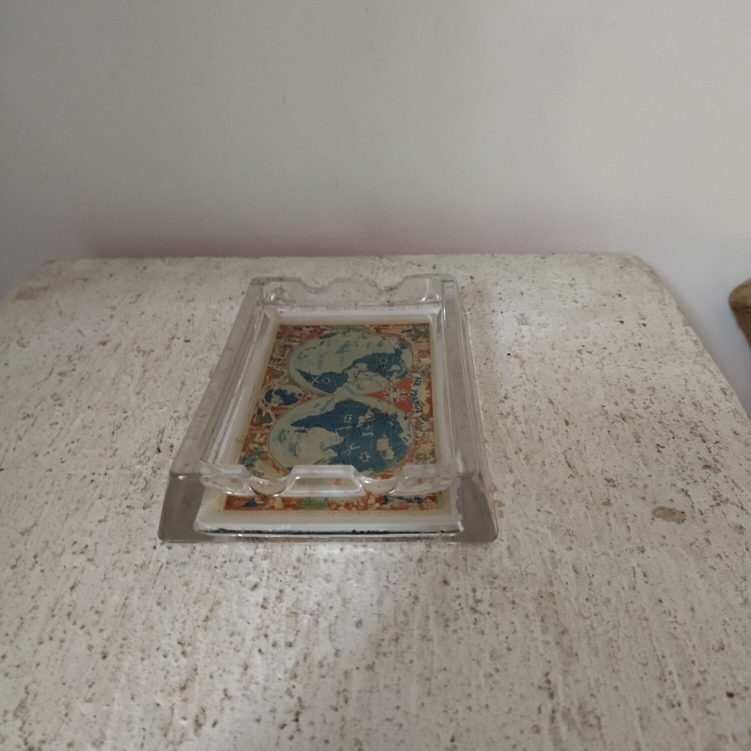 Ashtray Air France old glass planisphere