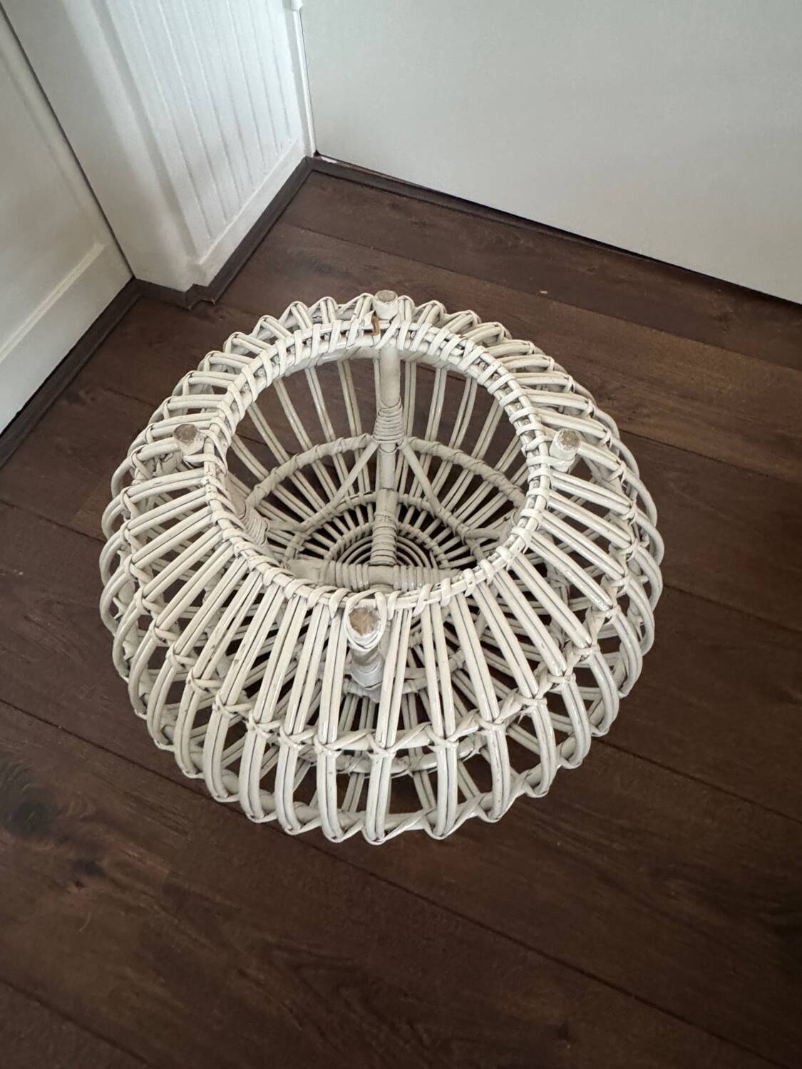 Mid Century Italian rattan bamboo Margherita Ottoman by Franco Albini