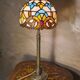 lamp, chiselled bronze base 19th century, and pretty stained glass lampshade