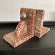 Pair of art deco series-books in marble and brass