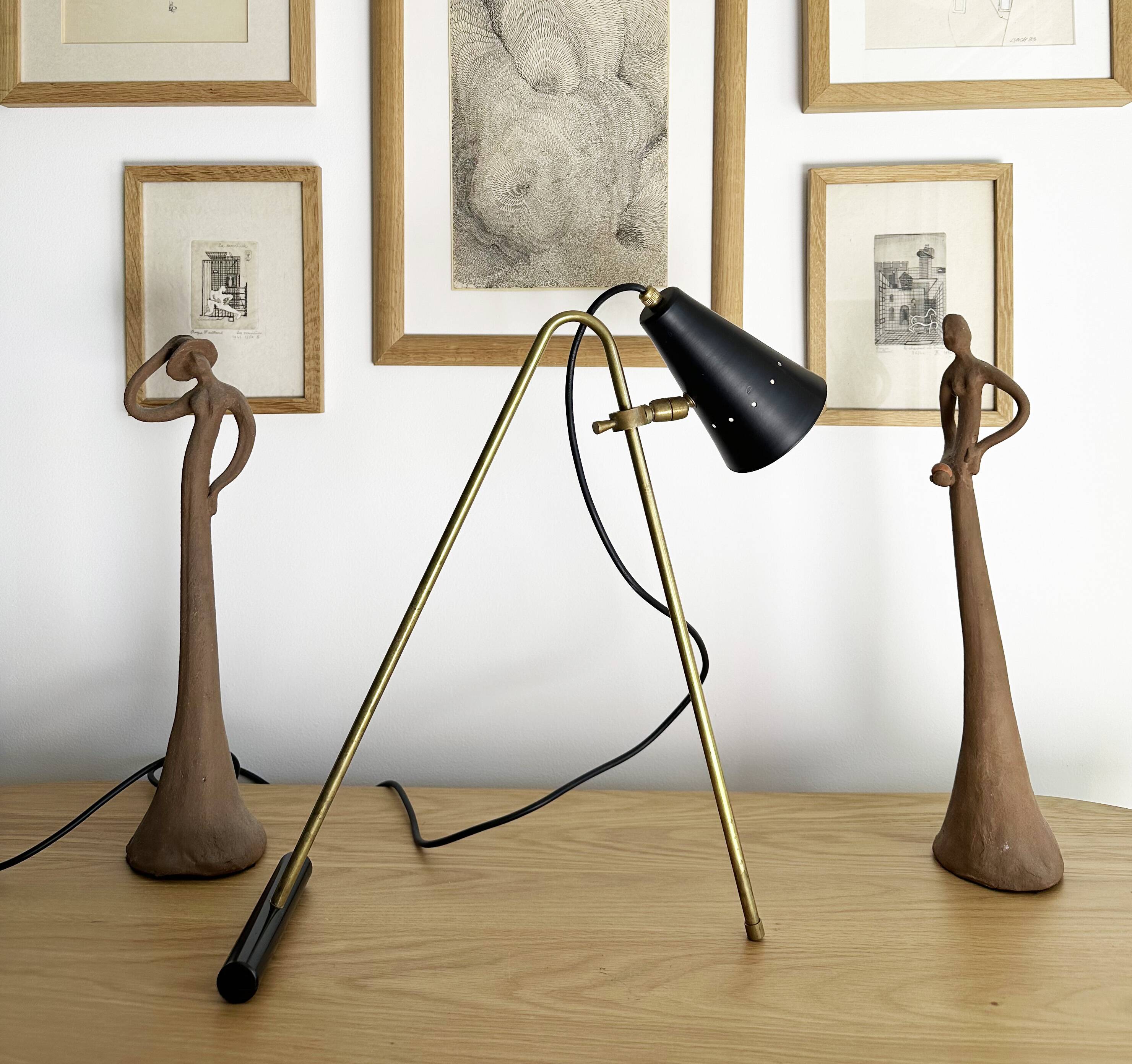 Large and beautiful adjustable bipod lamp, 1950s design